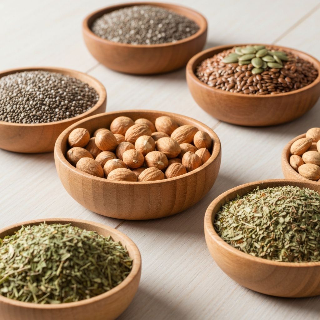 Samen und getrocknete Kräuter